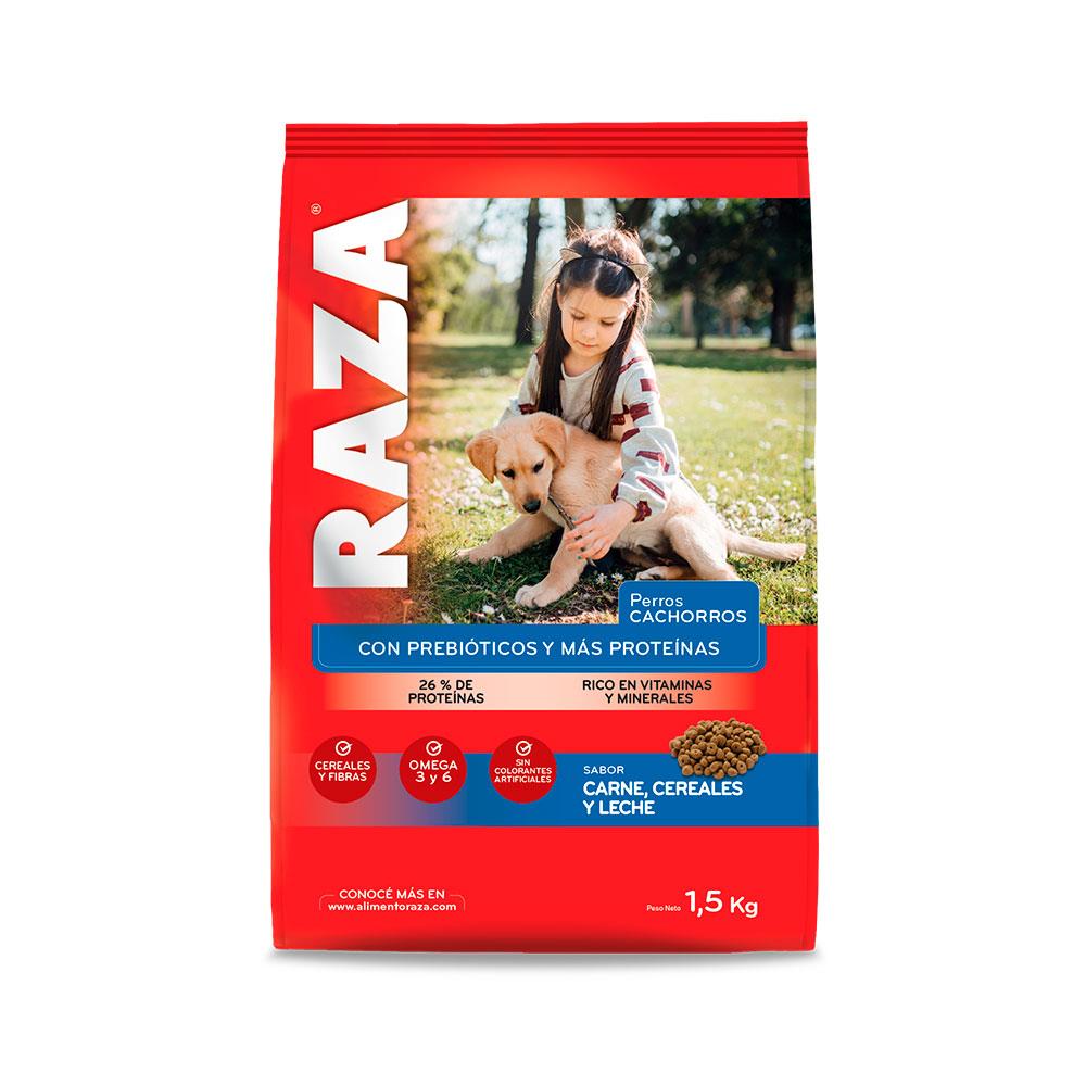 Alimento Cachorros RAZA 1.5 Kg Carne, Cereales Y Leche