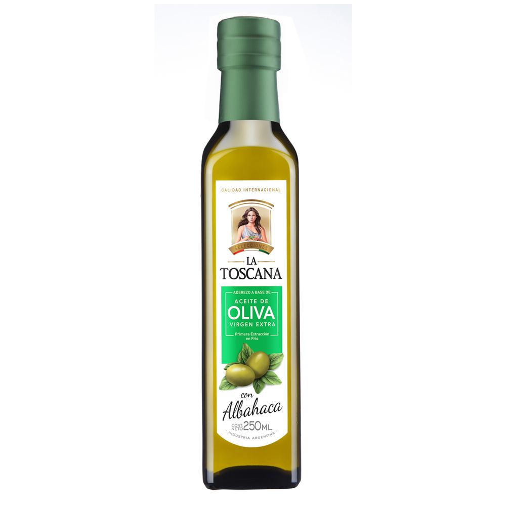 Aceite Oliva Extra Virgen LA TOSCANA Con Albahaca Botella 250 Ml