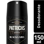 Desodorante PATRICHS Black Label En Aerosol 150 Ml