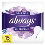 Protectores Diarios Always Sin Perfume 15 Unidades