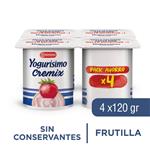 Yogur Entero Yogurisimo Cremix Frutilla Pack X4 120 Gr