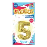 Globo Metal Dorado Chico  Nº 5