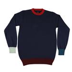 Sweater Hombre Color Combinado Marino Con Puños Talle L