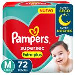 Pañales PAMPERS Supersec Extra Plus Talle M 72 Un