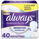 Protectores Diarios Plus Sensitive Always 40 Uni