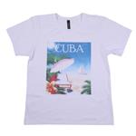 Remera Dama Manga Corta Estampada Cuba Blanca Talle L