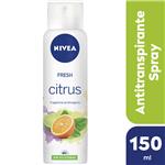 Desodorante Antitranspirante Femenino NIVEA Fresh Citrus Sin Siliconas X 150 Ml