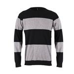 Sweater Hombre Cuello Redondo Manhattan Rayado Negro-Gris Talle S