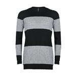 Sweater Hombre Cuello Redondo Manhatta Rayado Negro-Gris Talle M