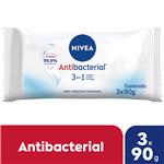 Jabón Humectante NIVEA Antibacterial 3 En 1 Para Todo Tipo De Piel 3 X 90 G