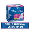 Toallas Femeninas SIEMPRE LIBRE Adapt Plus Ultrafina Con Alas X8un.